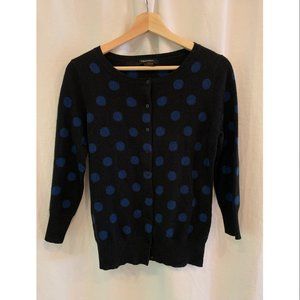 Philosophy Dane Lewis 100% Cashmere Polkadot Cardigan Black Blue